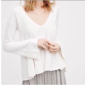 Free People / Sundae Linen Blend Swing V-Neck Sweater / sz L